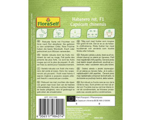 Habanero červená F1 Capsicum chinensis balenie semien