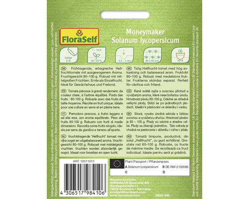 Balenie semien Moneymaker Solanum lycopersicum