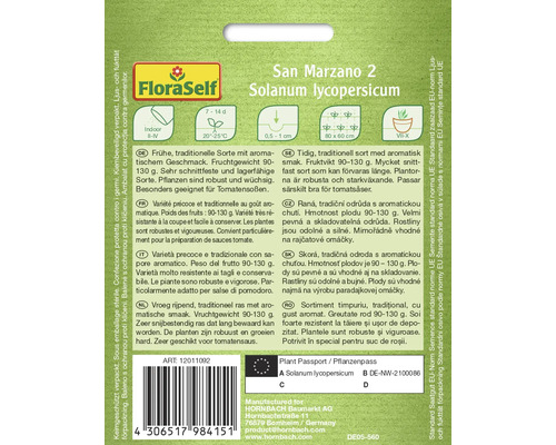 Balenie semien San Marzano 2 Solanum lycopersicum