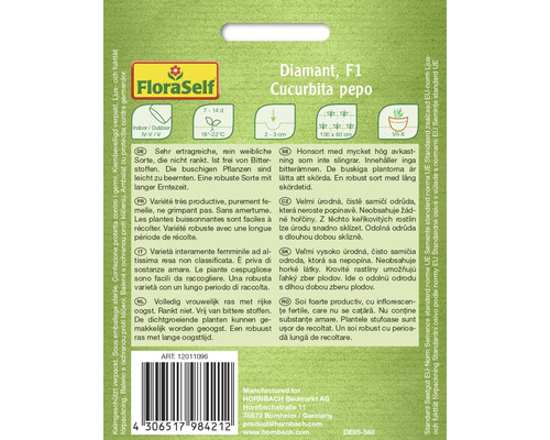 Balenie semien pre Diamant, F1, Cucurbita pepo