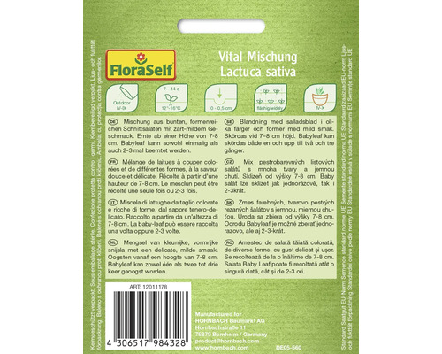 Balenie semien FloraSelf Vital Mischung Lactuca sativa
