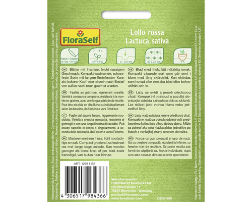 Balenie semien Lollo Rossa s informáciami o pestovaní a zbere