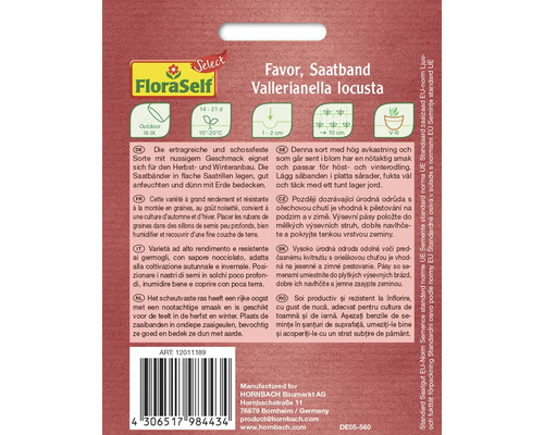 Výsevný pás Favor, valeriánka poľná, Vallerianella locusta