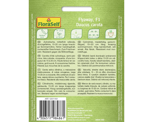 Balenie s informáciami o semenách mrkvy Flyaway F1 Daucus carota