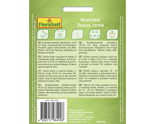 Balenie semien Nominator Daucus carota s informáciami o pestovaní a odolnosti.