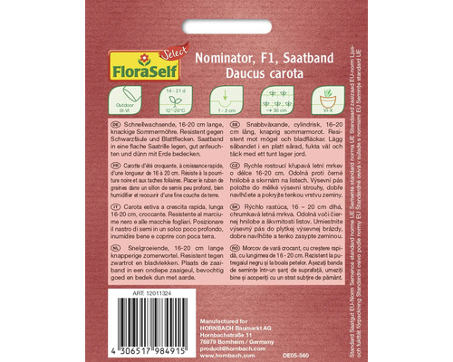 FloraSelf Výsevný pás Nominator F1 Mrkva