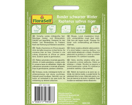 Balenie semien okrúhlej čiernej zimnej reďkovky