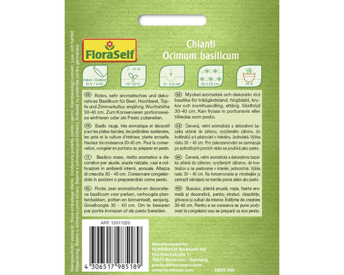 Balenie červenej bazalky odrody Chianti