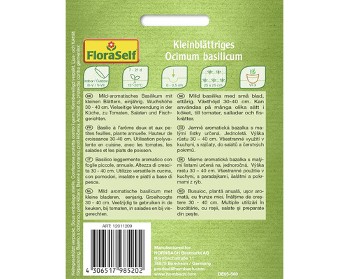 Balenie semien bazalky drobnolistej (Ocimum basilicum)