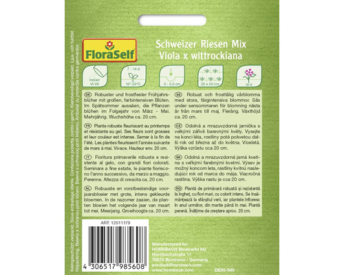 Balíček semien Švajčiarsky obrí mix Viola x wittrockiana