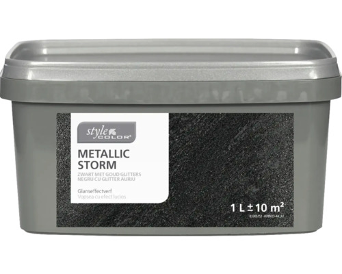 StyleColor farba na stenu Metallic Storm 1 l čierny so zlatými trblietkami