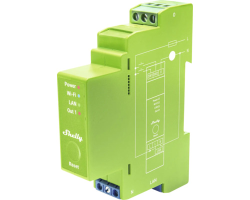 Spínací modul Shelly Pro Dimmer 1PM 1-kanálový WiFi ovládač osvetlenia na DIN lištu DIN lišta Shelly Pro 1PM
