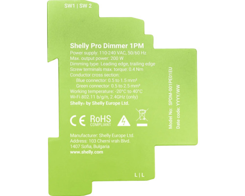 Informácie o produkte Shelly Pro Dimmer 1PM