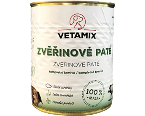 Konzerva pre psov VETAMIX zverinové paté 850 g