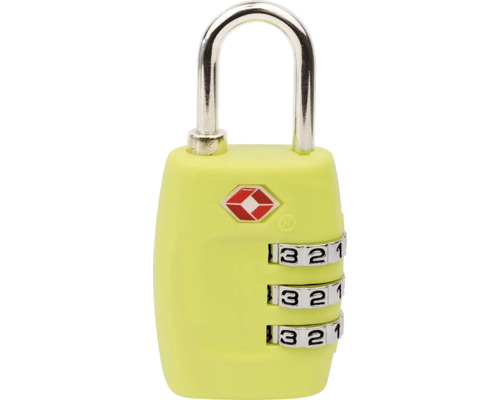 Žltý zámok na batožinu s číselným kódom a schválením TSA