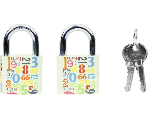 Dva zámky s číselným vzorom a kľúče