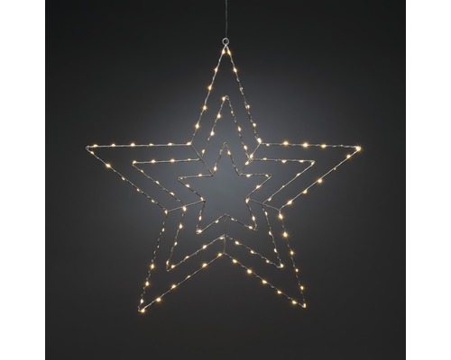 Svetelná figúrka hviezda LED 112 micro LED strieborná, jantárové svetlo Dekoratívna hviezda s osvetlením na zavesenie