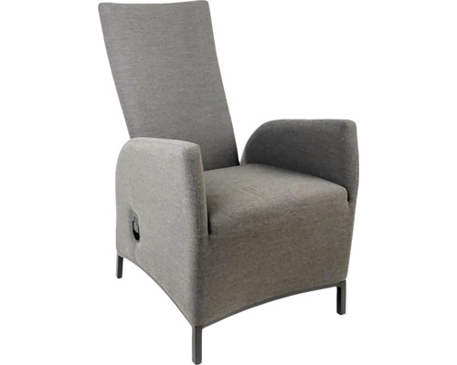 Sivé relaxačné kreslo s vysokým operadlom a podrúčkami