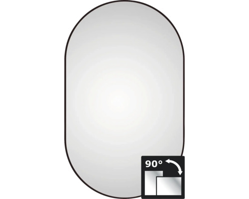 Oválne zrkadlo do kúpeľne v ráme DSK Black Oval 60 x 100 cm