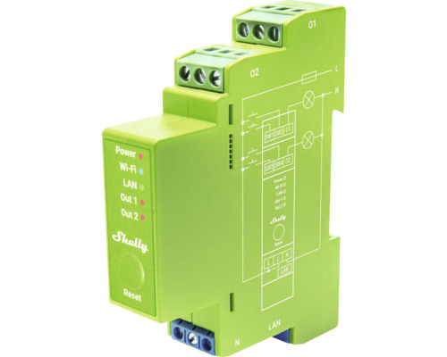 Spínací modul Shelly Pro Dimmer 2 PM 2-kanálový WiFi ovládač osvetlenia na DIN lištu Reléový spínač Shelly Pro 2 pre bezpotenciálové ovládanie