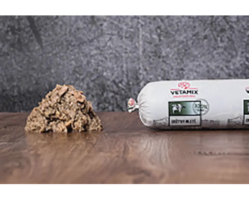 Mäso pre psy mrazené VETAMIX držky mleté surové 1 kg Vetamix klobása pre psov s mäsovým tanierom