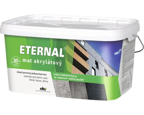 Univerzálna farba Eternal mat akrylátový antracit 5 kg Vedro s matnou akrylátovou farbou na rôzne povrchy