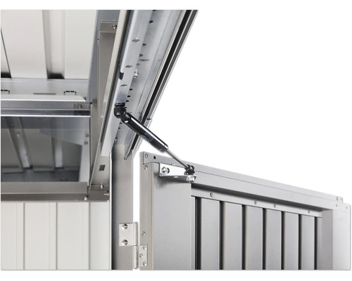 Detail otvoreného boxu na náradie s plynovou pružinou