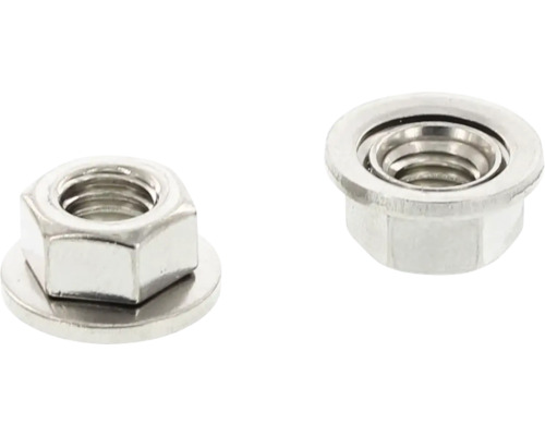 Dve šesťhranné matice s prírubou