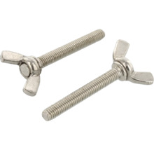 Dva kovové krídlové skrutky