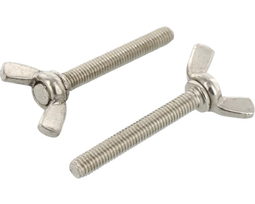 Dva kovové krídlové skrutky