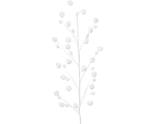 Vianočná vetva polyester 55 cm biela Dekoračná vetva s bielymi guľami