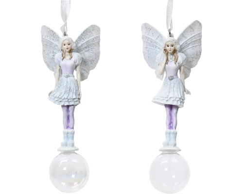 Víla polyresín Dve vianočné gule víly s krídlami a šatami
