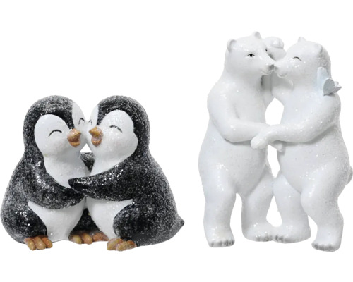 Zvieratá polyresín, rôzne druhy Dekoratívne figúrky s dvoma tučniakmi a dvoma ľadovými medveďmi ako pár