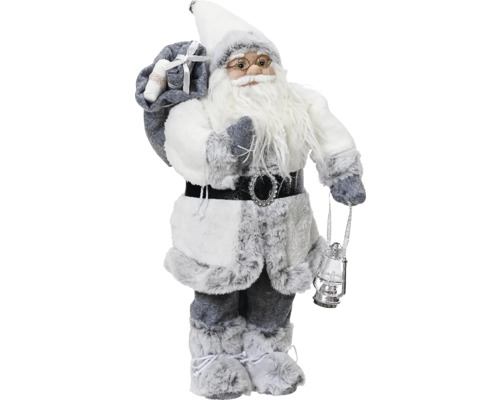 Santa polyesterový 26 x 18 x 60 cm biely Dekoratívna figúrka Santa Clausa s darčekom a lampášom