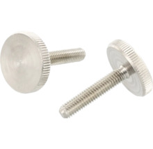 Dve kovové skrutky s vrúbkovanou hlavou