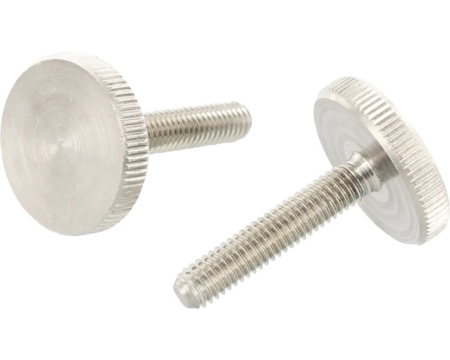 Dve kovové skrutky s vrúbkovanou hlavou