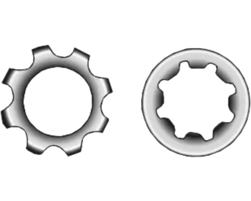 Zubová a vejárová podložka pre skrutky