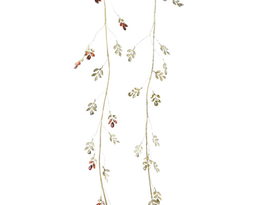 Girlanda akrylová Dekoratívna vetva s listami a bobuľami na dekoráciu