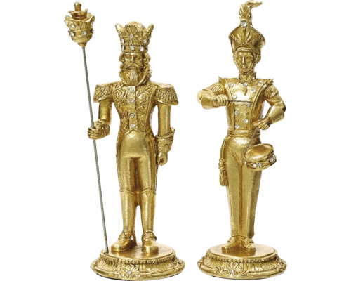 Figúrka polyresin Dve zlaté figúrky luskáčika ako dekorácia