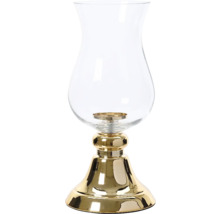 Sklenený svietnik so zlatou nohou