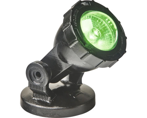 Čierne jazierkové svietidlo so zeleným osvetlením