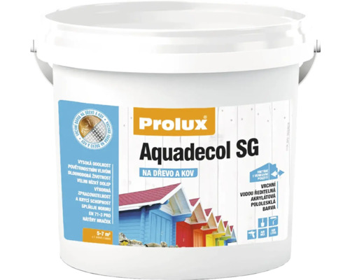 PROLUX Akrylátová farba AQUADECOL SG na drevo a kov báza A 0,75 l Farba Prolux Aquadecol SG na drevo a kov v vedre