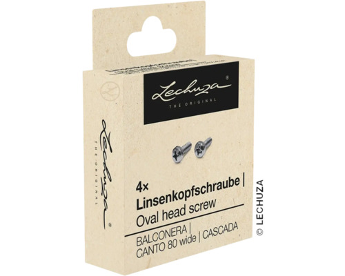 Balenie štyroch skrutiek s oválnou hlavou značky Lechuza