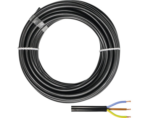 Silový kábel H03 VV-F 3G0,75 mm² 10 m čierna Čierny elektrický kábel stočený do kruhu