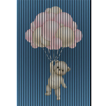 Ilustrácia medvedíka visiaceho na balóne