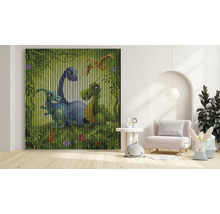 Dekoratívny obraz dinosaura s lamelovou štruktúrou v detskej izbe.
