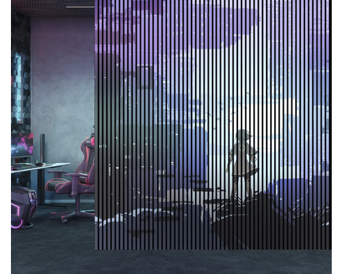 Moderná izba s písacím stolom, hernou stoličkou a lamelovou stenou