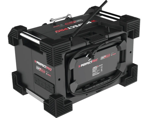 Stavebné rádio s anténou a rukoväťou