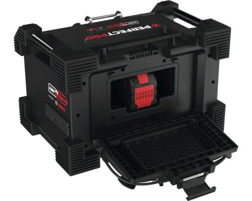 Stavenisko rádia Bosch Perfectpro s otvorenou priehradkou na batériu