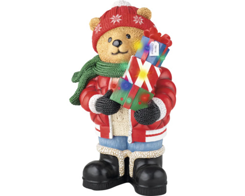 Dekoratívna figúrka medvedíka s darčekmi, vianočná